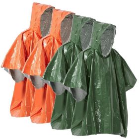 Emergency Rain Poncho Weather Proof Outdoor Survival Camping Gear (type: Camping supplies, Color: Orange & Green)