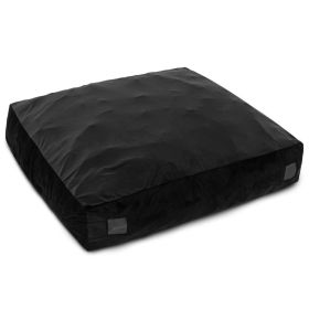 57 x 57 Inch Crash Pad Sensory Mat with Foam Blocks and Washable Velvet Cover (Color: Black)